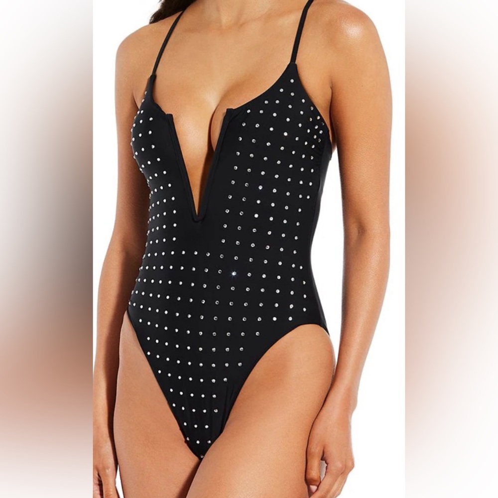 Gianni Bini Black Studded One-Piece Swimsuit Sz M